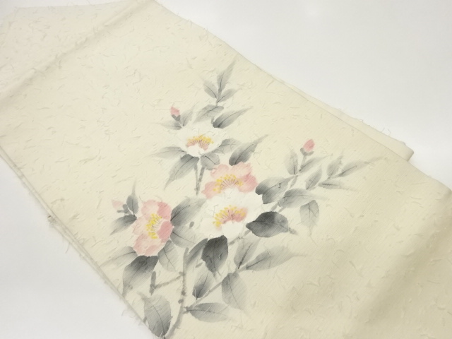 JAPANESE NAGOYA OBI / HIGE TSUMUGI / CAMELLIA / ARTIST WORK